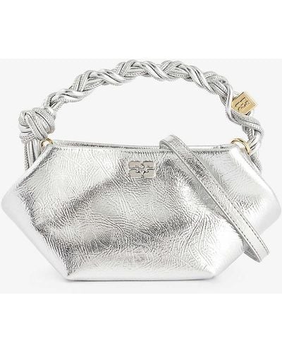 Ganni Bou Mini Leather-blend Top-handle Bag - White