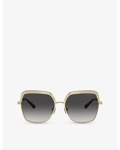Michael Kors Mk1141 Greenpoint Square-frame Metal Sunglasses - Gray