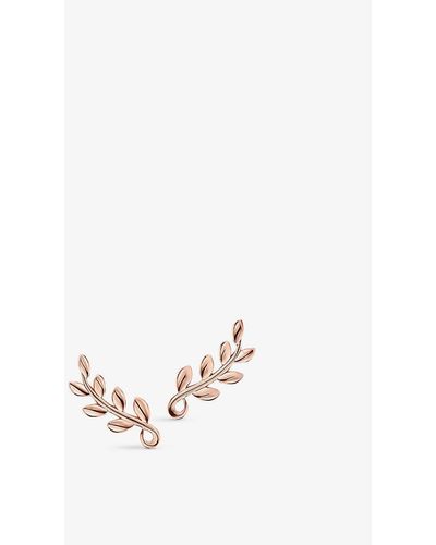 Tiffany & Co. Paloma Picasso Olive Leaf 18ct Rose-gold Earrings - White