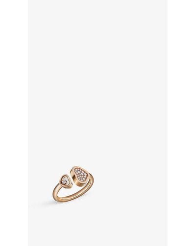 Chopard Happy Hearts 18ct Rose-gold And 0.22ct Round-cut Diamond Ring - Metallic