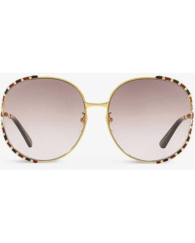 Gucci GG0595S 64 Square-frame Metal Sunglasses - Pink