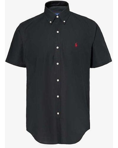 Polo Ralph Lauren Logo-embroidered Custom-fit Short-sleeve Cotton Shirt - Black