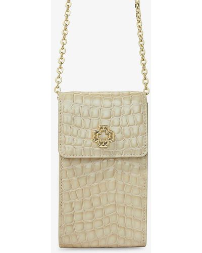 Maje Mock-croc Embossed Patent-leather Cross-body Pouch - Natural