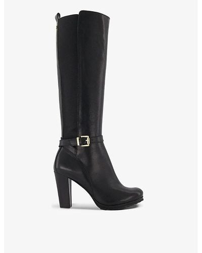 Dune Sareena Buckle-embellished Knee-high Leather Boots - Black