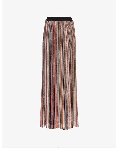 Missoni Striped Sequin-embellished Knitted Maxi Skirt - Brown