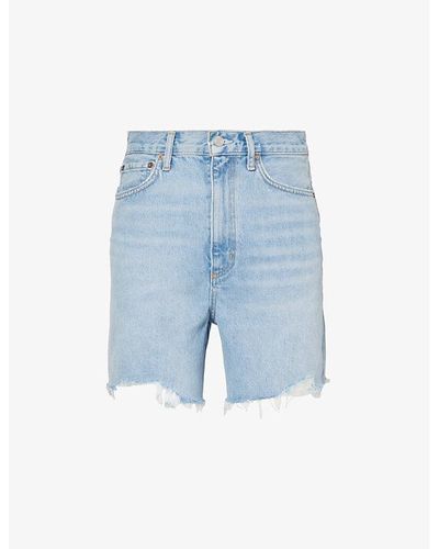 Agolde Stella High-rise Organic And Recycled-cotton Denim Shorts - Blue