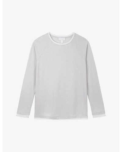 The White Company White/vy Round-neck Long-sleeve Organic-cotton Top