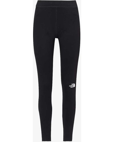 The North Face Brand-print Exposed-seam High-rise Slim-fit Stretch-cotton Leggings - Blue