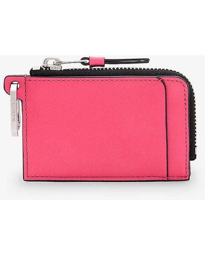AllSaints Remy Detachable-ring Zip-up Leather Wallet - Pink