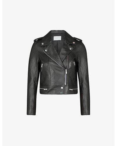 Sandro Leather Biker Jacket - Black