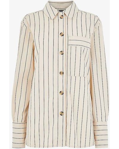 Whistles Kwammie Striped Stretch-cotton Overshirt - Natural