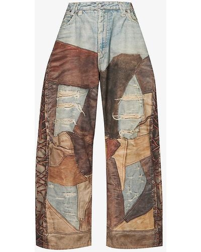 Acne Studios Trompe-l'oeil Print Wide-leg Cotton Trousers - Multicolour