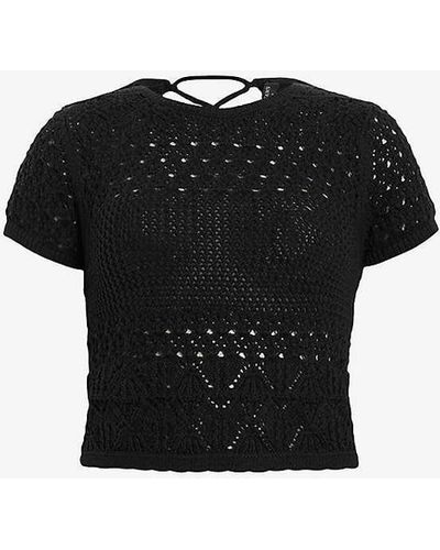AllSaints Briar Slim-fit Short-sleeve Knitted Top - Black