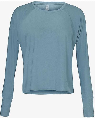 Beyond Yoga Featherweight Daydreamer Relaxed-fit Stretch-jersey Sweatshirt - Blue