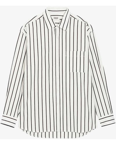 Claudie Pierlot Cacilia Stripe-print Relaxed-fit Cotton Shirt - White