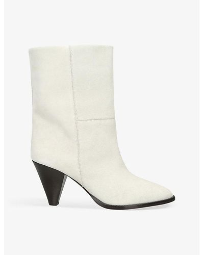 Isabel Marant Rouxa Contrast-sole Suede Heeled Ankle Boots - White