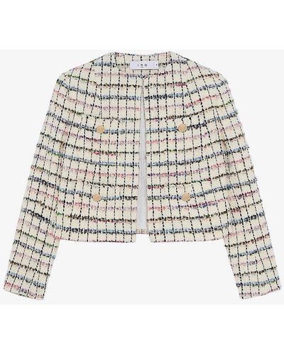 IRO Moira Padded-shoulder Cropped Tweed Jacket - White