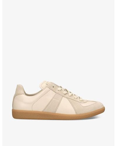 Maison Margiela Replica Panelled Leather Low-top Trainers - Natural