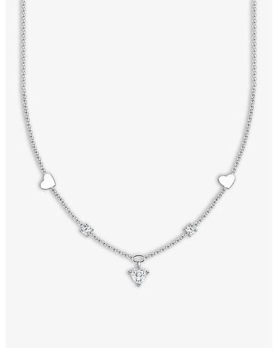 Thomas Sabo Hearts And Sterling-silver And Cubic Zirconia Pendant Necklace - White