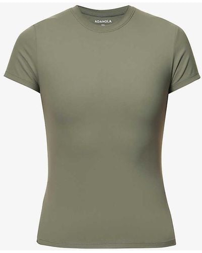 ADANOLA Soft Basics Brand-print Stretch-woven T-shirt - Green