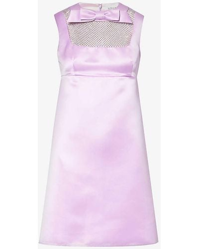 Nina Ricci Bow-embellished Satin Mini Dress - Pink