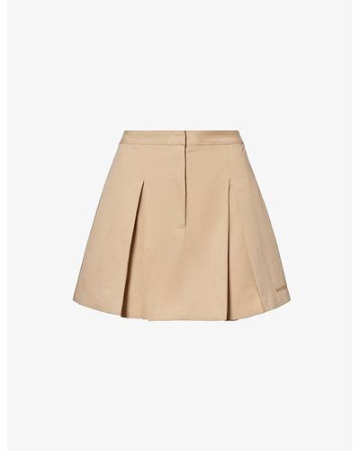 Sporty & Rich A-line Logo-embroidered Cotton Mini Skirt X - Natural