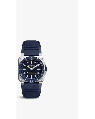 Bell & Ross Br0392-d-bu-st/srb Diver Steel And Rubber Automatic Watch - Blue