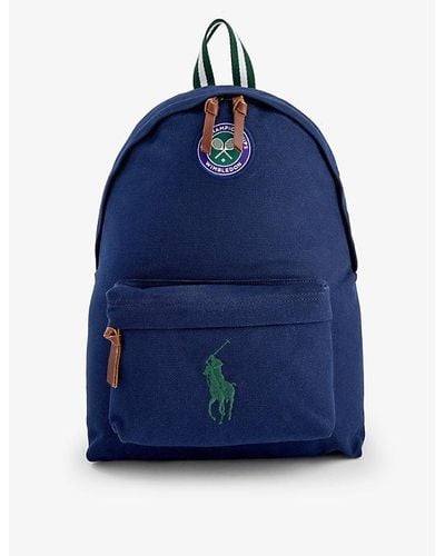 Polo Ralph Lauren X Wimbledon Logo-embroidered Cotton-canvas Backpack - Blue