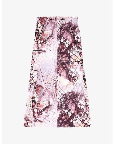 DIESEL O-diamy Graphic-print Low-rise Woven Maxi Skirt - Pink