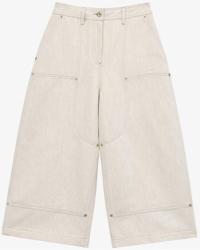 Loewe Workwear Contrast-panel Cotton-blend Shorts - White