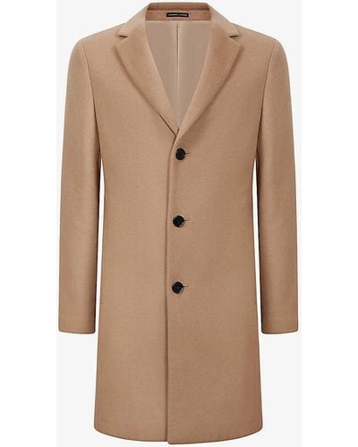 Reiss Gable Single-breasted Wool-blend Coat - Natural