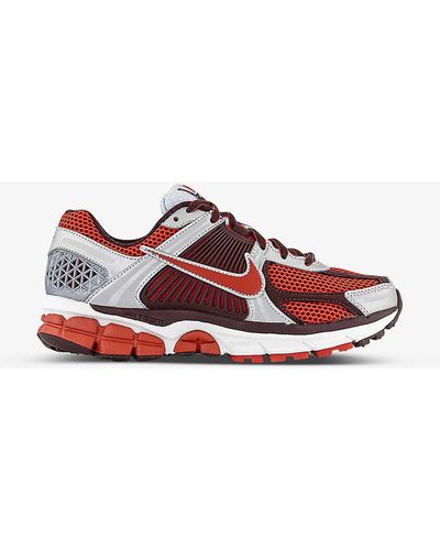Nike Zoom Vomero 5 Swoosh-embellished Leather And Mesh Low-top Trainers - Red
