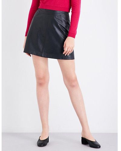Whistles A-line Leather Skirt - Black