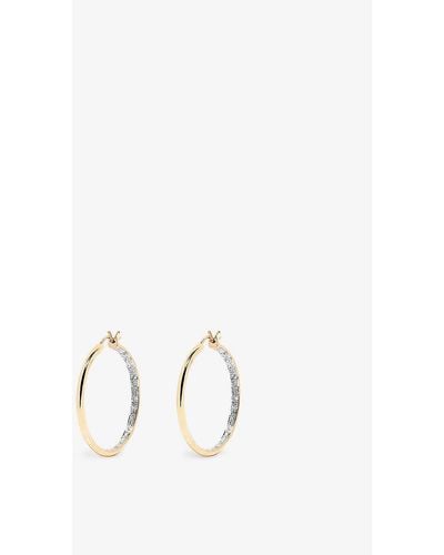 Yvonne Léon Paire De Creoles 18ct Yellow-gold And 0.20ct Round-brilliant Diamond Hoop Earrings - Natural