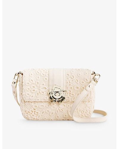 Ted Baker Floreti Magnolia-badge Lace-embroidered Woven Crossbody Bag - Natural