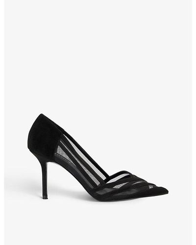 Dune Axis Mesh-panelled Suede Heeled Courts - Black