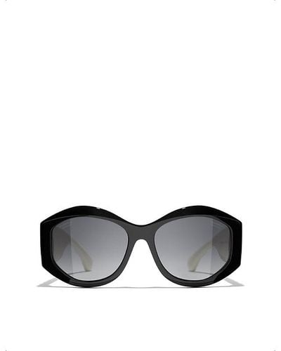 Chanel Oval Sunglasses - Black