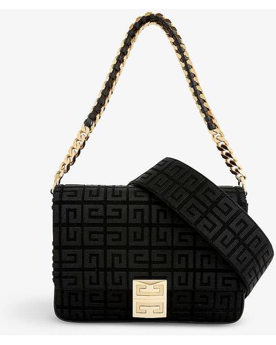 Givenchy 4g Medium Leather And Woven Cross-body Bag - Black