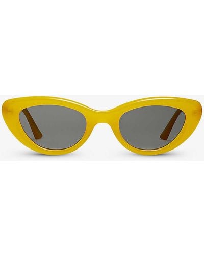Gentle Monster Conic Yc7 Cat-eye Branded-arm Acetate Sunglasses - Yellow