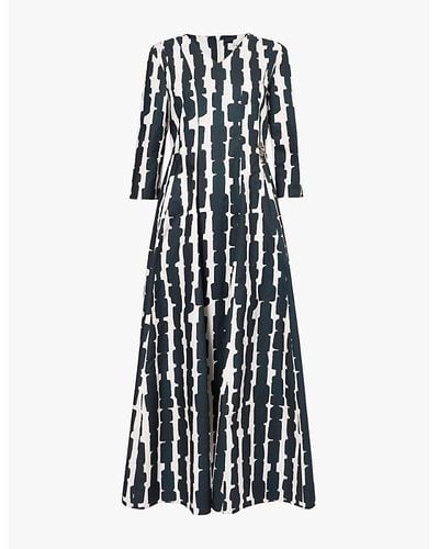 Max Mara Evelin Graphic-print Cotton-poplin Midi Dress - Black