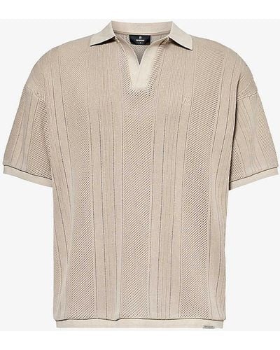 Represent Short-sleeved Relaxed-fit Cotton Knitted Polo Shirt Xx - Natural