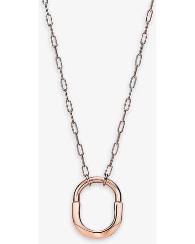 Tiffany & Co. Tiffany Lock Medium 18ct Rose-gold Pendant Necklace - Metallic