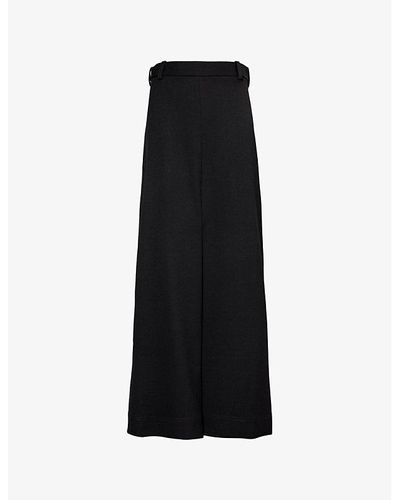 Victoria Beckham Pleated High-rise Woven-blend Midi Skirt - Black