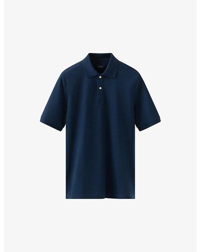 Eton Short-sleeved Regular-fit Cotton-piqué Polo Shirt - Blue