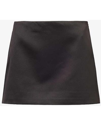 Reformation Carla Mid-rise Satin Mini Skirt - Black