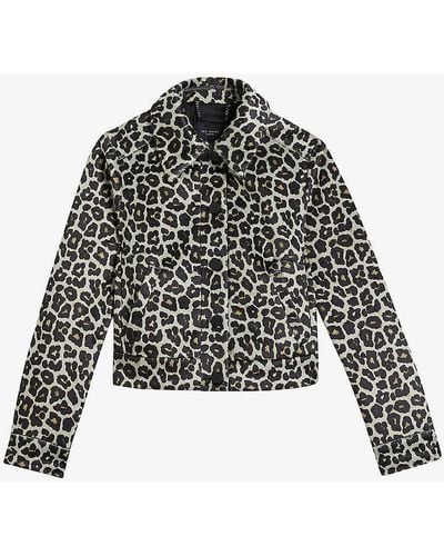 Ted Baker Pelham Leopard-print Cropped Woven Jacket - Black