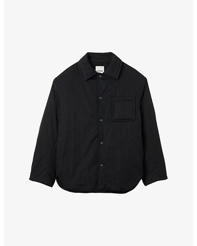 Sandro Patch-pocket Relaxed-fit Quilted Cotton Overshirt - Black