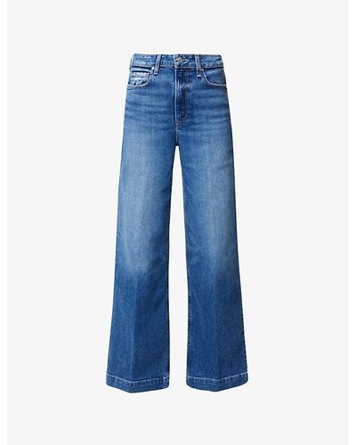 PAIGE Harper Wide-leg High-rise Organic Denim-blend Jeans - Blue