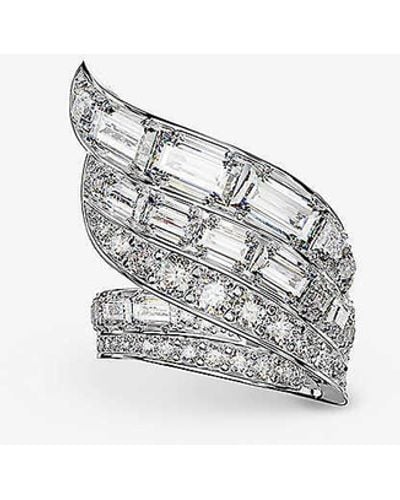 Swarovski Hyperbola Crystal-stone Rhodium-plated Recycled-brass Ring - White