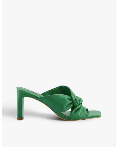 Dune Magnet Twist-knot Heeled Leather Mules - Green